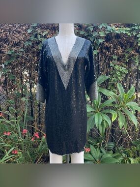 Foley's Silk Beaded Sequin Tunic Dress SZ XS- GUC
